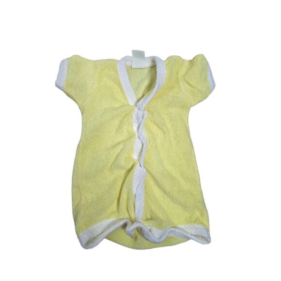 Vintage Pastel Yellow Terry Cloth Baby Romper 6 Months - Picture 1 of 6